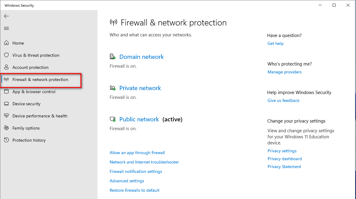 Firewall Protection
