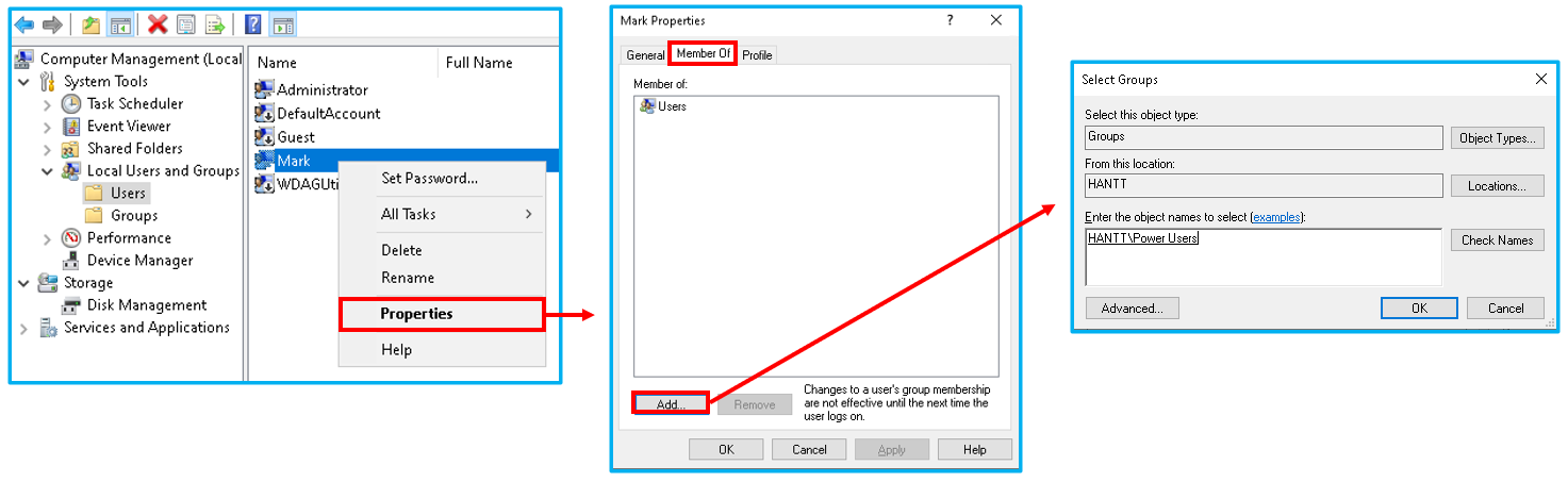 Adding user to the user group