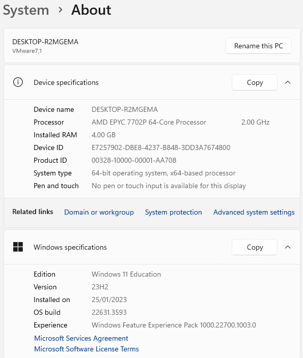 Device and Windows specifications