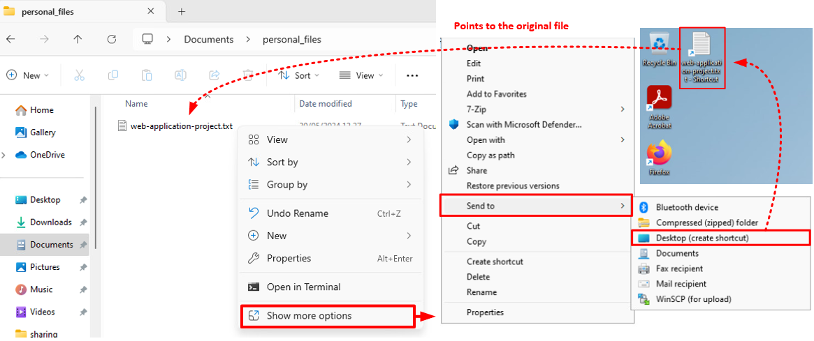 Create a shortcut of a file