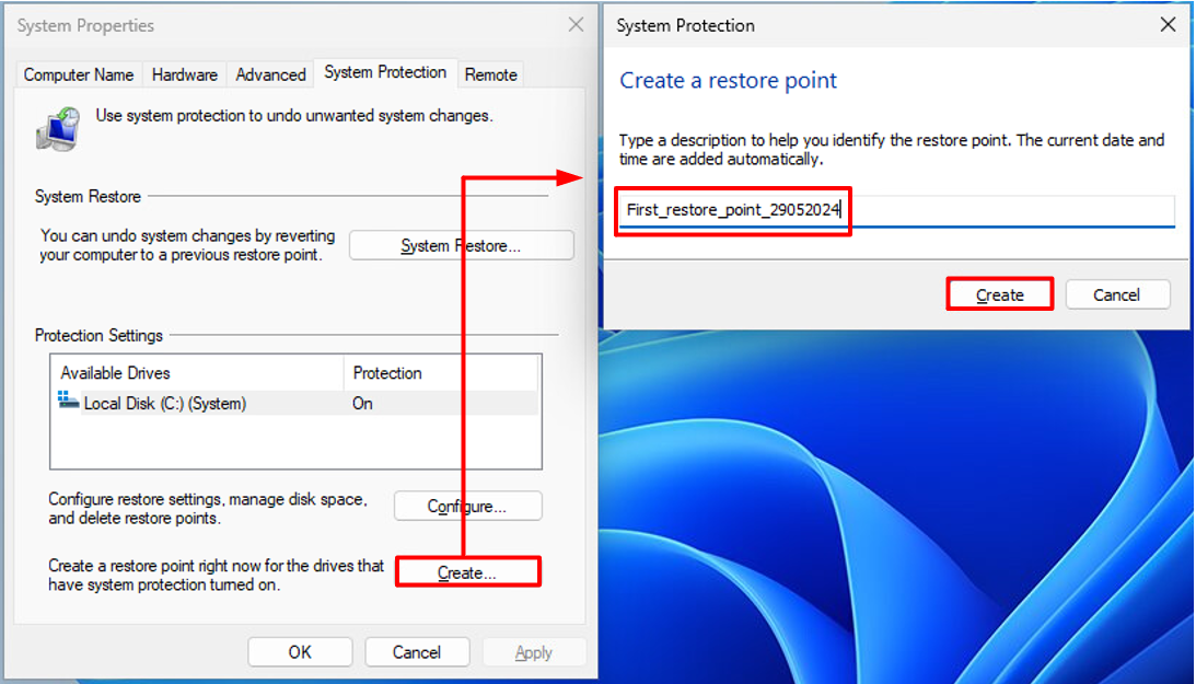 Create new restore point