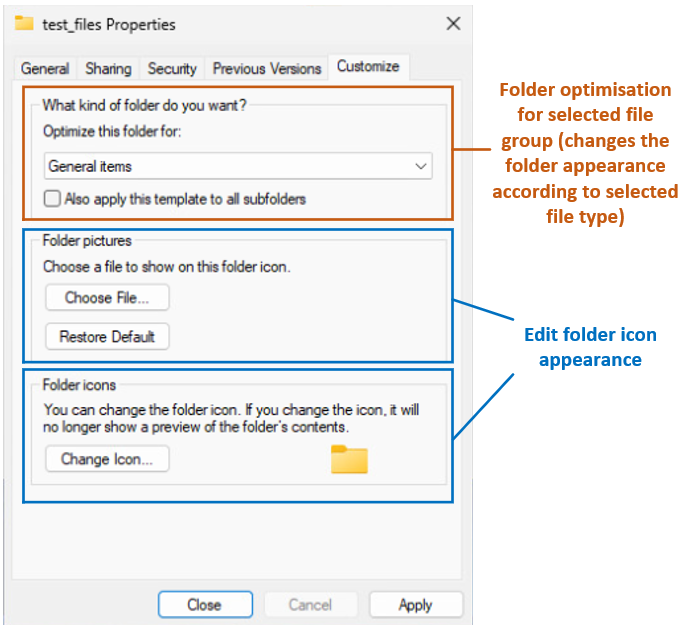 Customize tab in folder properties