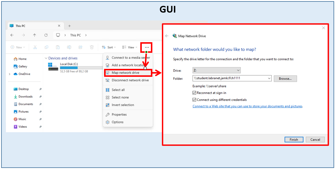 Mapping network drive through GUI