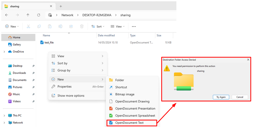 Permission denied on write operation
