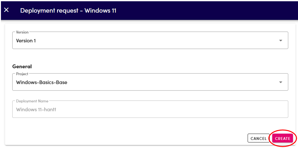 VLE deployment request window